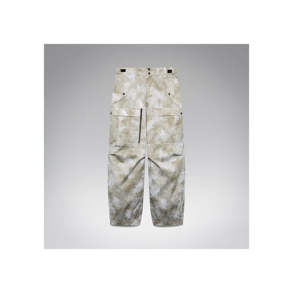 Witte camouflage cargobroek met ritssluiting en zakken, plat gefotografeerd op grijze achtergrond