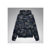 Donkerblauwe camouflage hoodie met capuchon en grijze prints, comfortabele pasvorm voor casual wear