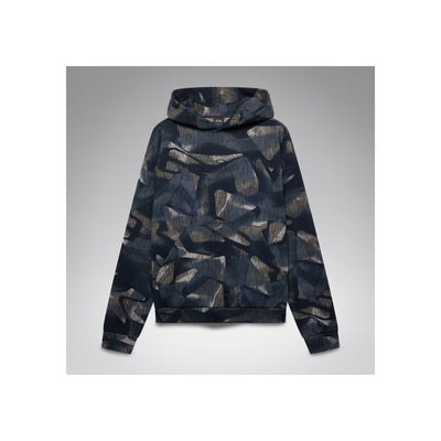 Donkerblauwe camouflage hoodie met capuchon en grijze prints, comfortabele pasvorm voor casual wear