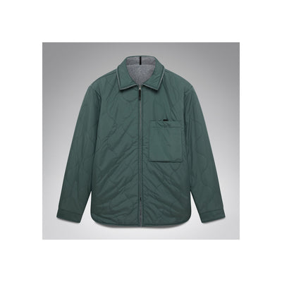 Groen gevoerd overshirt met kraag en borstzak, casual werkjas stijl voor heren