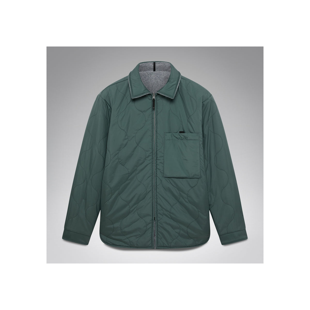 Groen gevoerd overshirt met kraag en borstzak, casual werkjas stijl voor heren