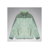 Mintgroene fleece jack met ritssluiting en twee zakken, tweekleurig design met donkergroene accenten