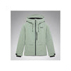Mintgroene ski-jas met capuchon en ritssluiting, functionele outdoor jas met zakken