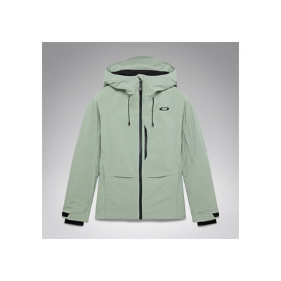 Mintgroene ski-jas met capuchon en ritssluiting, functionele outdoor jas met zakken
