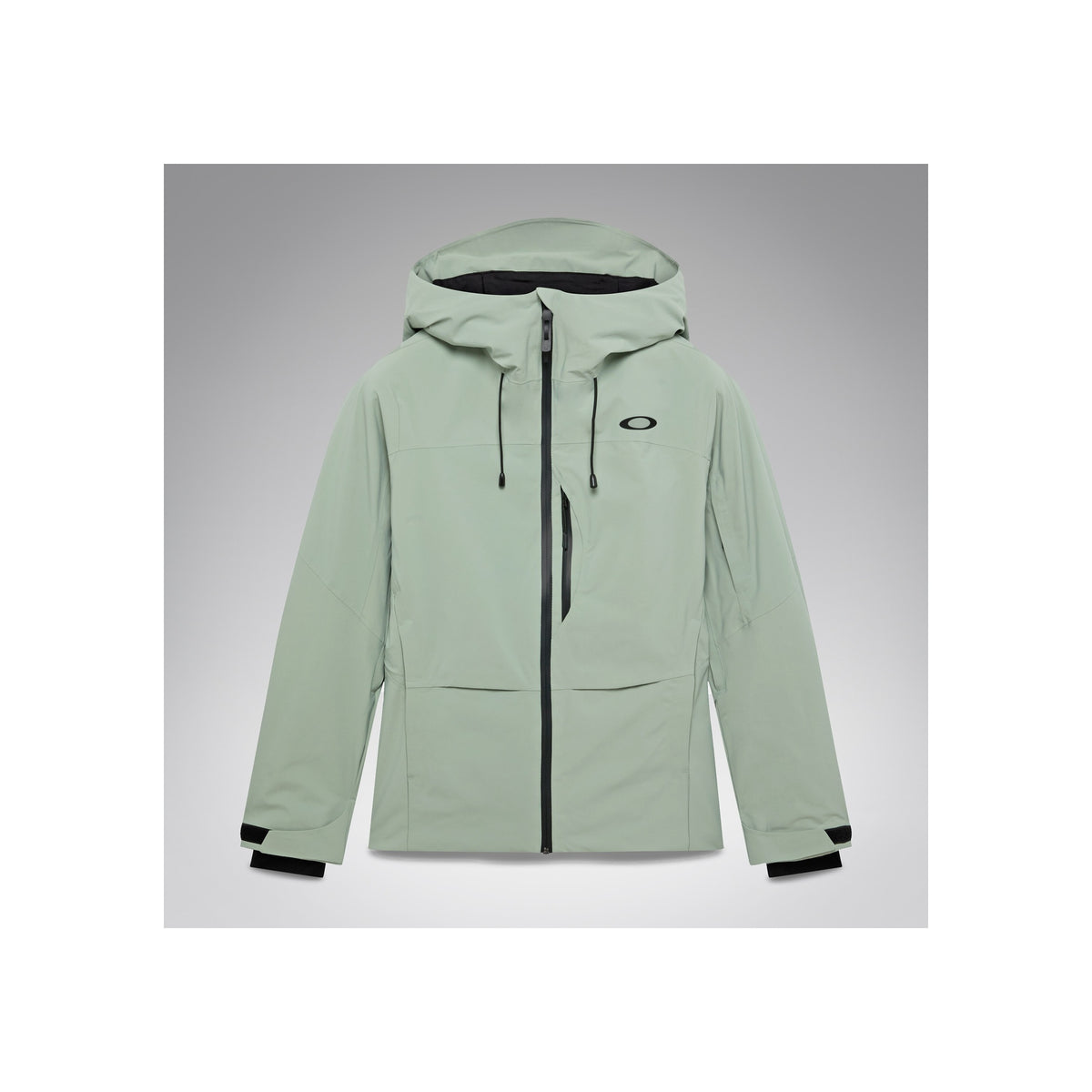 Mintgroene ski-jas met capuchon en ritssluiting, functionele outdoor jas met zakken