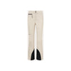 Beige dames skibroek met zwarte versteviging aan de onderkant en ritssluiting