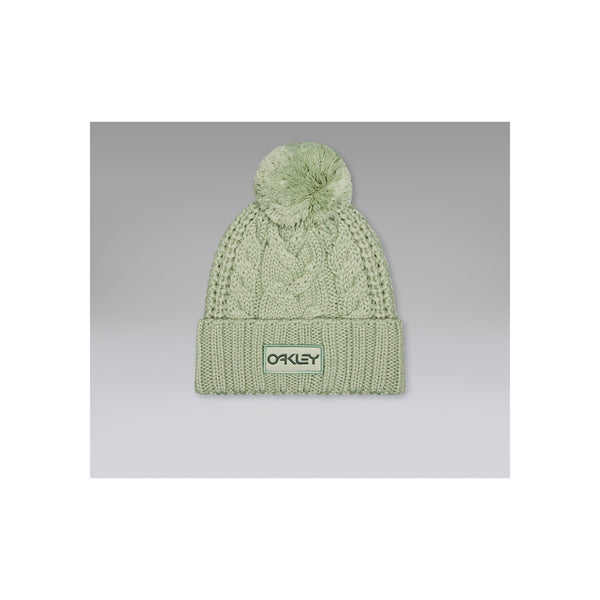 Oakley gebreide muts met pompon in lichtgroen - wintermuts met logo label