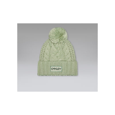 Oakley gebreide muts met pompon in lichtgroen - wintermuts met logo label