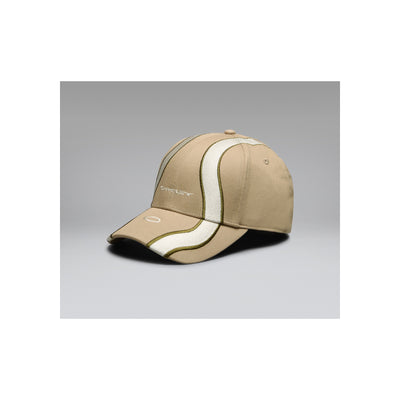 Beige baseball cap met witte gebogen streep, verstelbare sportpet voor casual wear