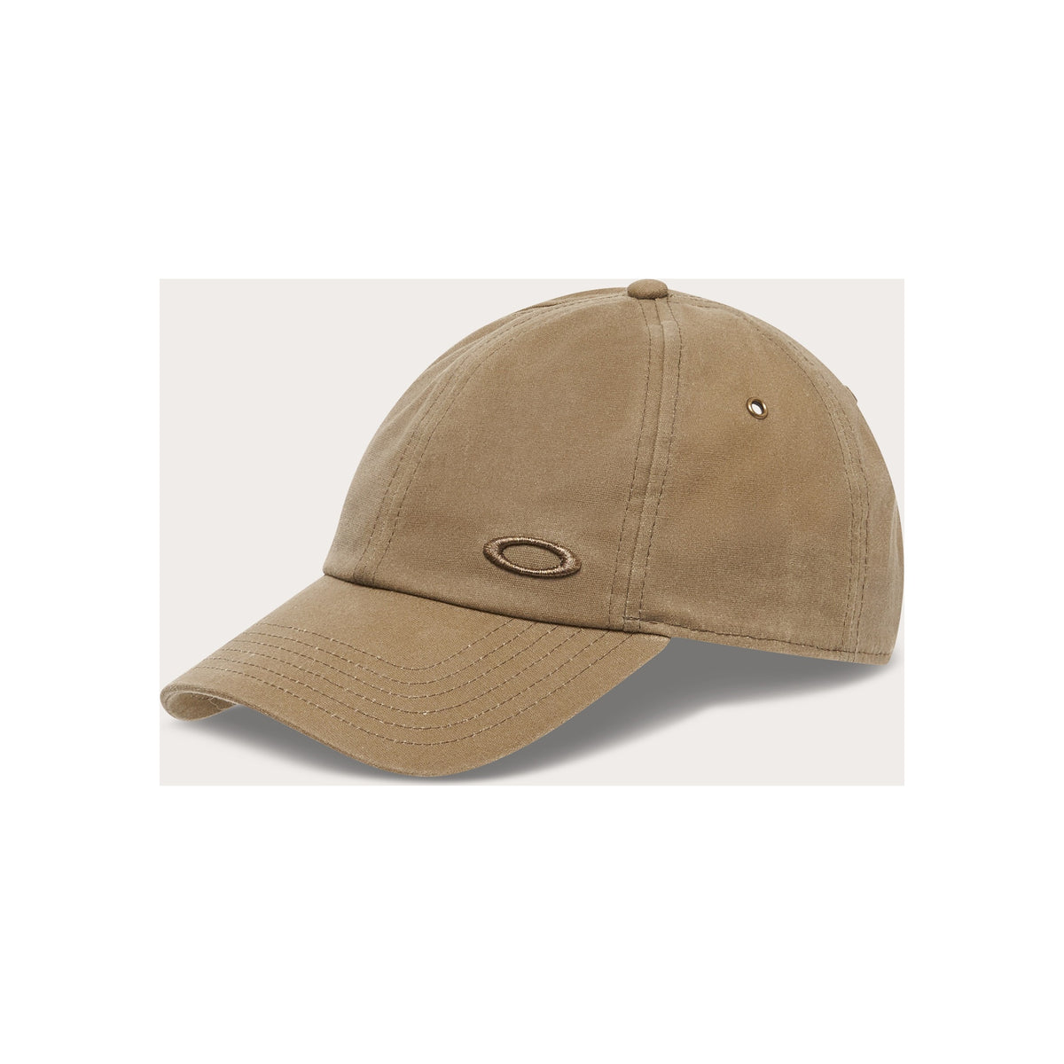 Beige pet met gebogen klep en klein ovaal logo - casual baseballcap in katoenen twill