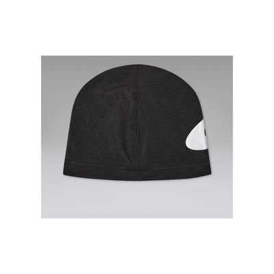 Zwarte muts met wit logo detail, casual beanie voor heren en dames