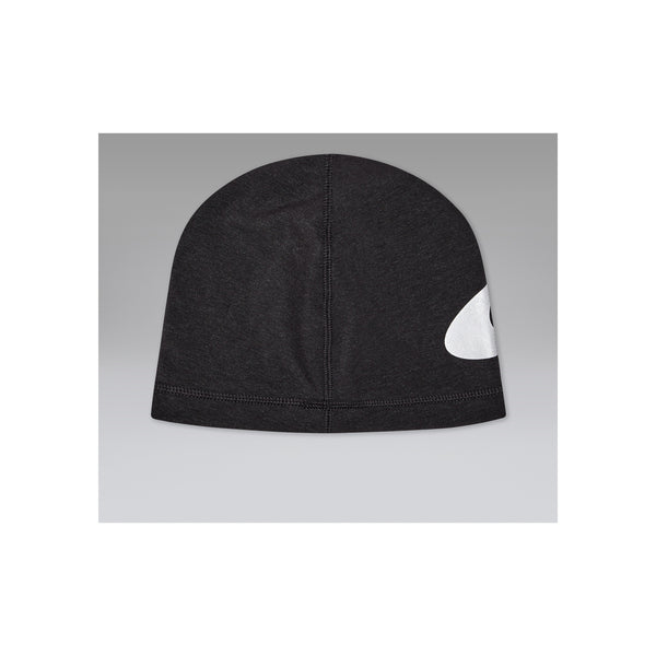 Zwarte muts met wit logo detail, casual beanie voor heren en dames