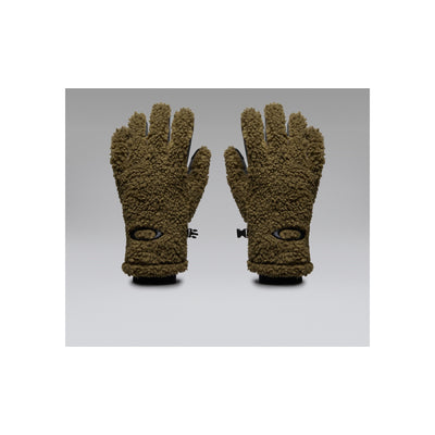 Groene teddy fleece handschoenen met touchscreen vingers en verstelbare polsband