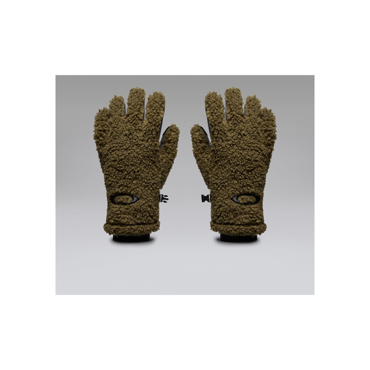 Groene teddy fleece handschoenen met touchscreen vingers en verstelbare polsband