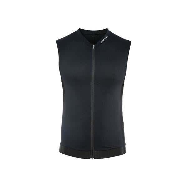 Zwart mouwloos fietsshirt met ritssluiting voorkant op witte achtergrond