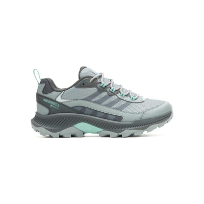 Merrell grijze wandelschoen met mintgroene details en robuuste zool voor dames outdoor activiteiten
