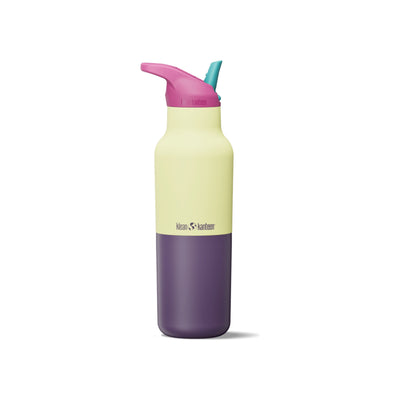 Drinkfles met sportdop in paars, geel en roze kleuren voor actief gebruik