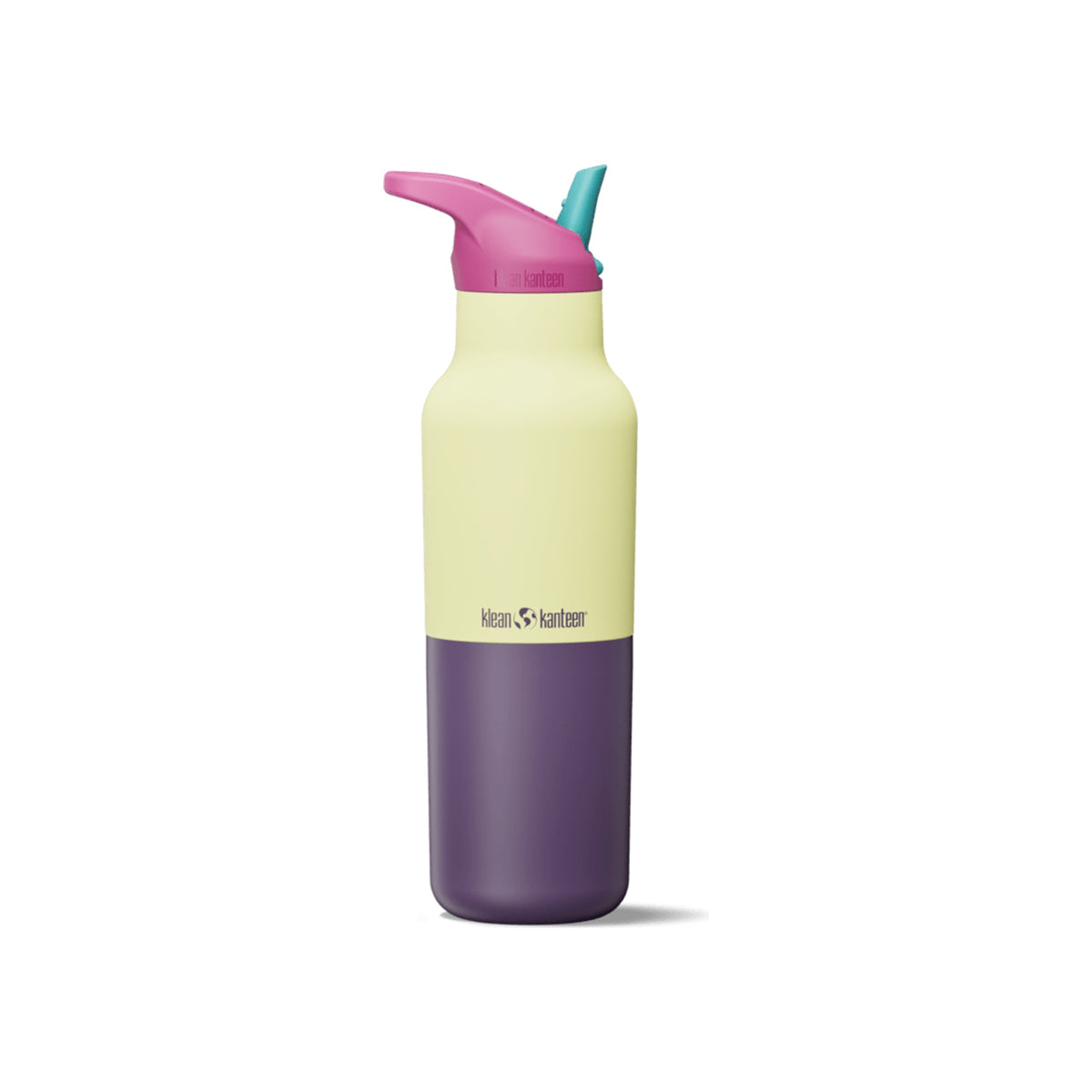 Drinkfles met sportdop in paars, geel en roze kleuren voor actief gebruik