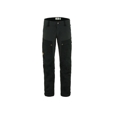 Zwarte outdoor broek met zakken en drukknopen, duurzame trekkingbroek voor heren