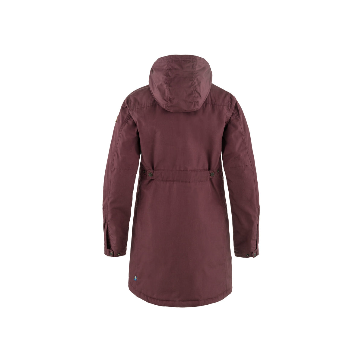 Bordeauxrode dames parka met capuchon, achterkant - waterdichte outdoorjas voor dames