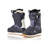 Secca dames snowboardlaarzen in donkerblauw met bloemenprint, leren handvat en beige zool