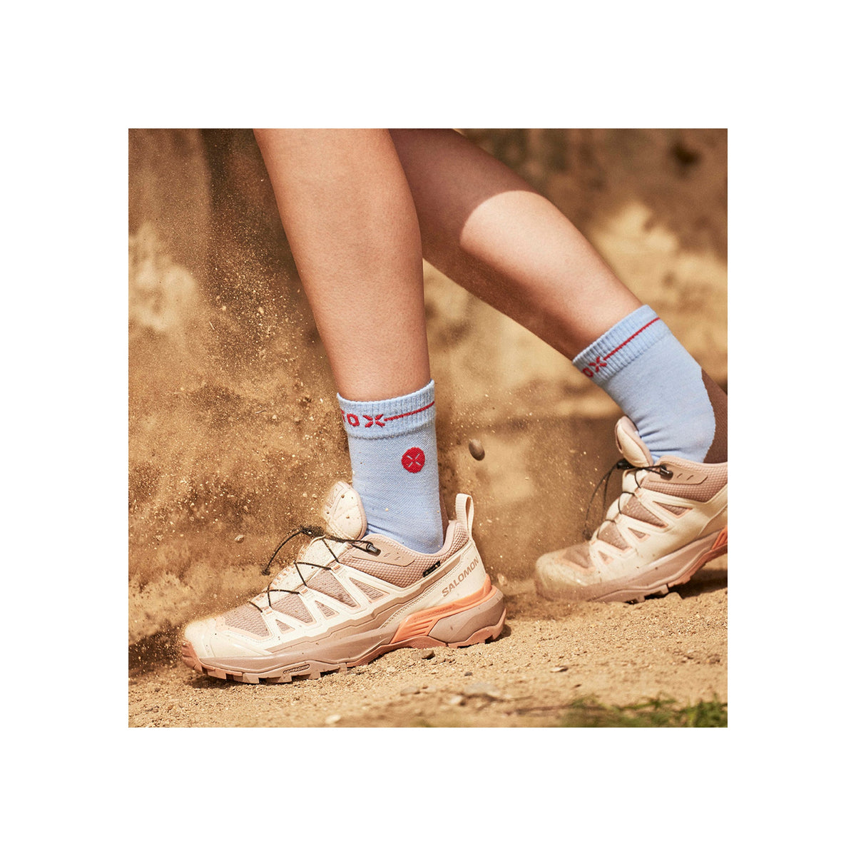 Hiking Merino Ankle Socks Women — Blue / Light Grey