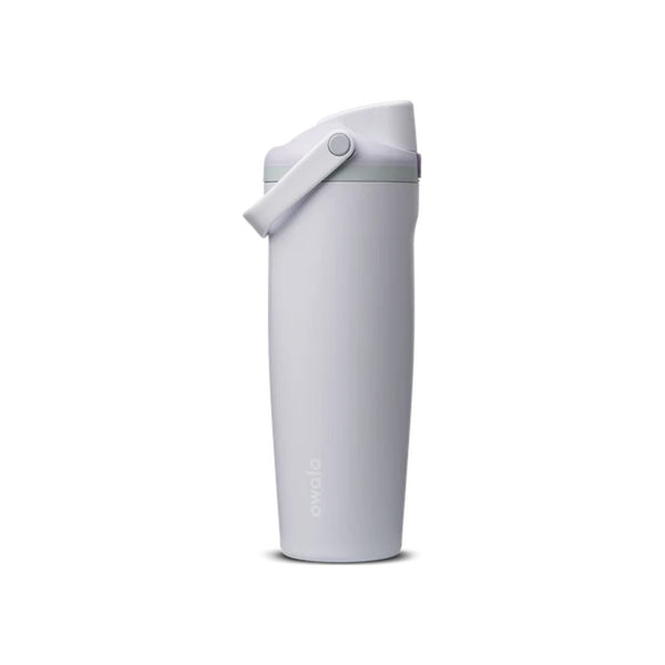 Lichtgrijze RVS thermosbeker met drinkdeksel - lekvrije isolatiebeker voor onderweg - 500ml reisbeker