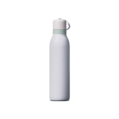 Lichtgrijze thermosfles met dop en draagring, geïsoleerde drinkfles voor water, 500ml rvs waterfles