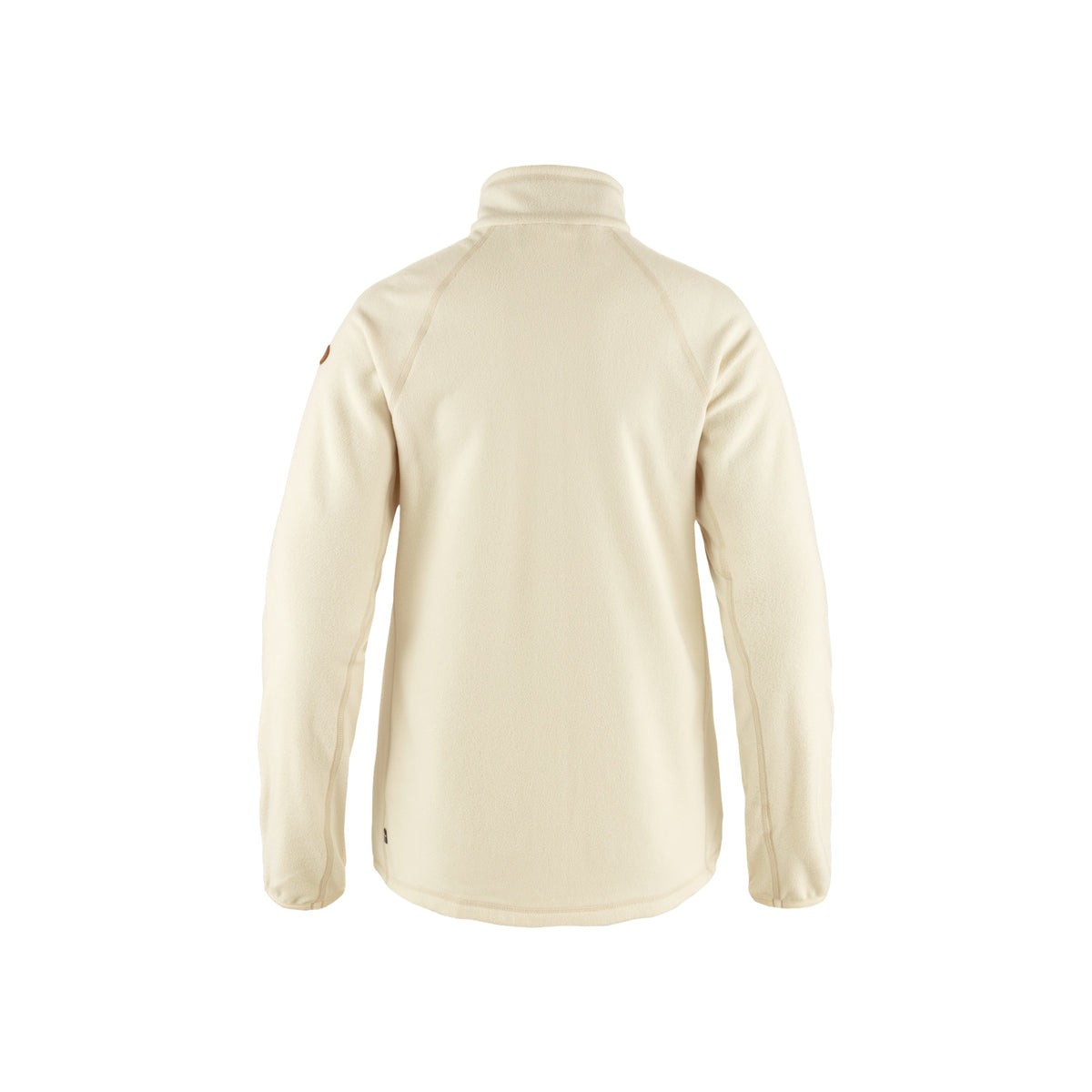 Beige softshell jas dames achterkant met opstaande kraag en lange mouwen