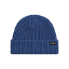 Blauwe geribbelde gebreide muts met merklogo label