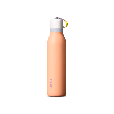 Quokka Solid Peach thermosfles 630ml - Geïsoleerde drinkfles met gele lus - Dubbelwandige waterfles