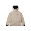 Beige winterjas met capuchon en zakken, warme waterdichte jas voor outdoor activiteiten