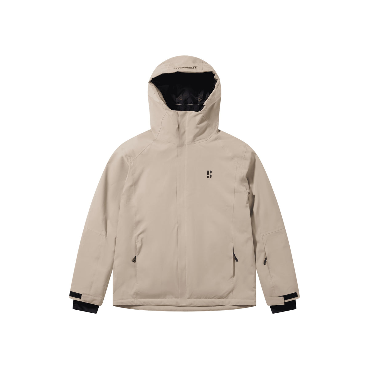 Beige winterjas met capuchon en zakken, warme waterdichte jas voor outdoor activiteiten
