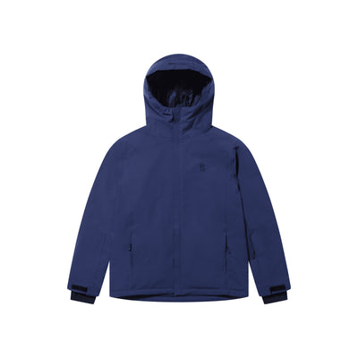Donkerblauwe winterjas met capuchon voor heren - warme outdoorjas met rits