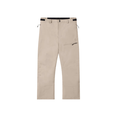 Beige outdoor broek met ritszakken en elastische tailleband, ideaal voor wandelen en trekking