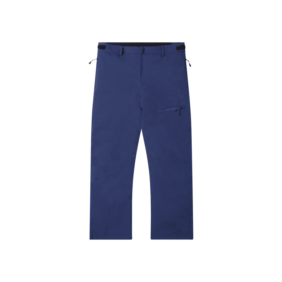 Donkerblauwe werkbroek met zakken en verstelbare tailleband, platte lay-out