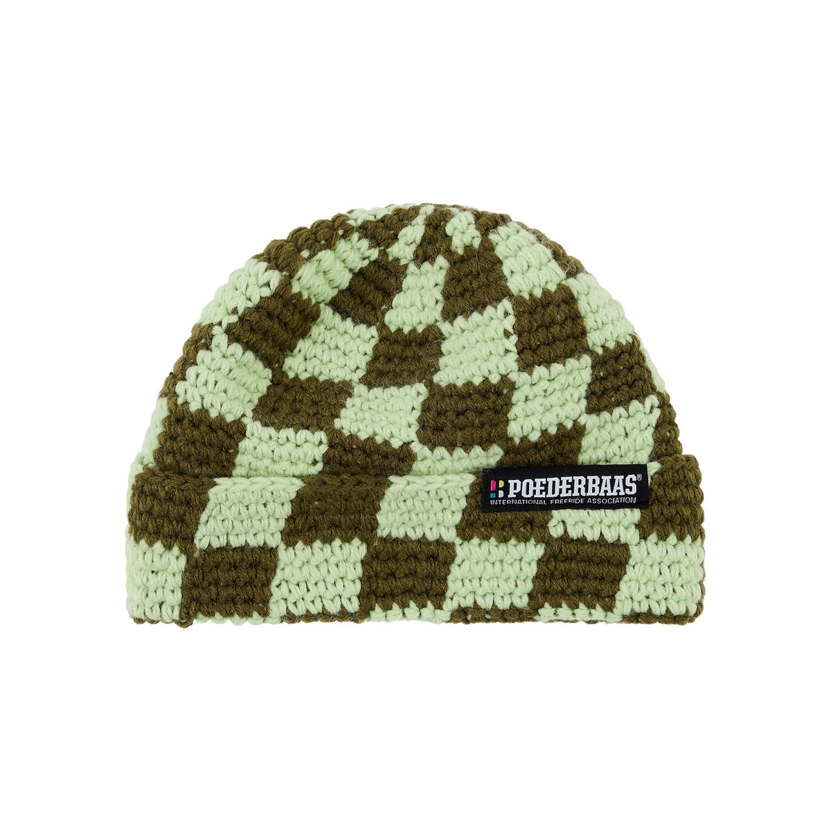 Poederbaas Checkerboard Beanie — Olive Green