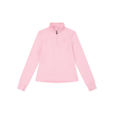 Roze fleece trui met korte rits en lange mouwen voor dames