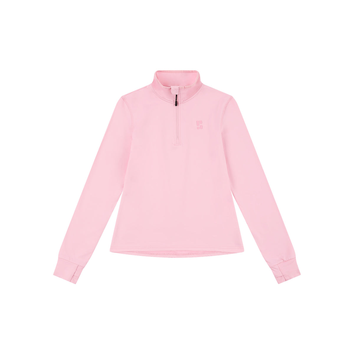 Roze fleece trui met korte rits en lange mouwen voor dames