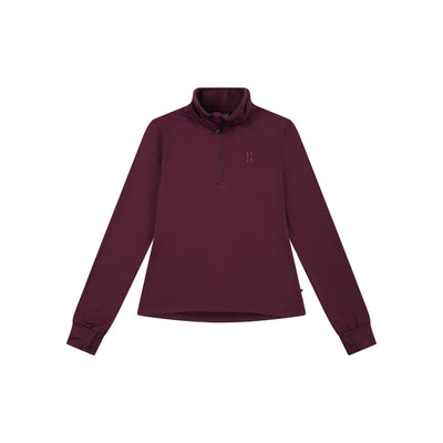 Bordeauxrode fleece trui met hoge kraag en lange mouwen voor dames