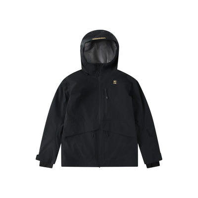Zwarte waterdichte winterjas met capuchon voor heren - warme outdoorjas met ritssluiting