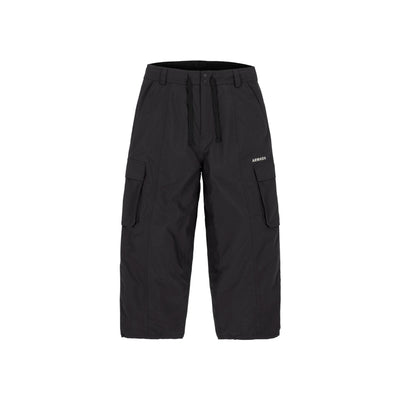 Zwarte cargo broek met elastische tailleband en grote zijzakken voor heren