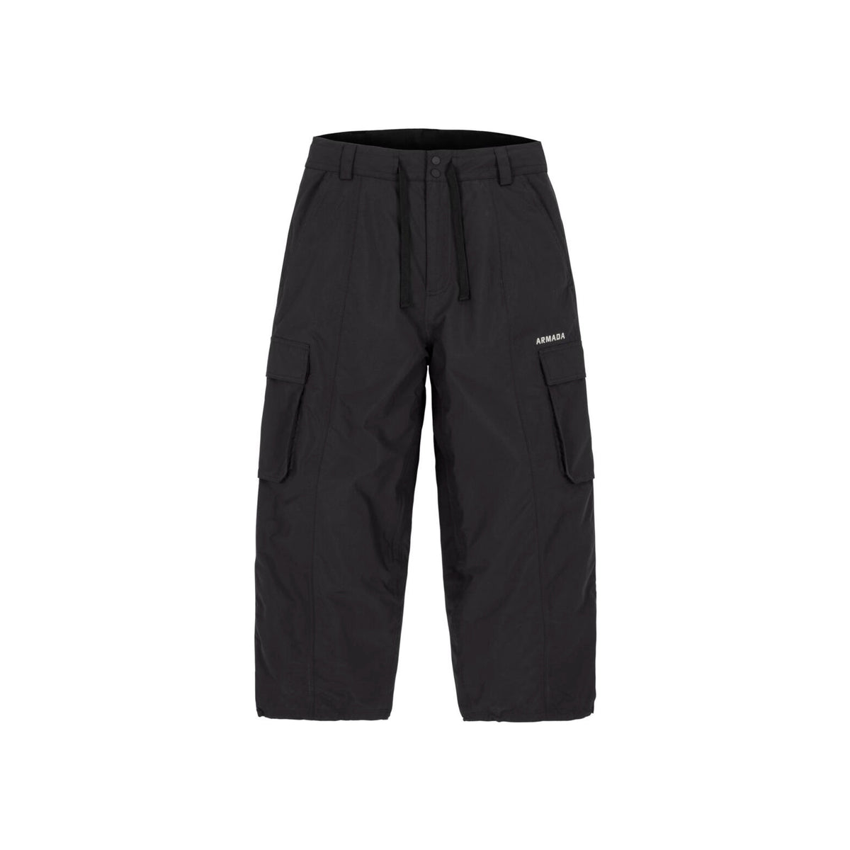 Zwarte cargo broek met elastische tailleband en grote zijzakken voor heren