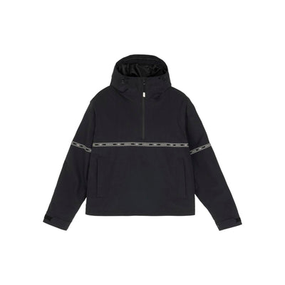 Zwarte windjack met capuchon en reflecterende strook voor dames - moderne sportieve jas