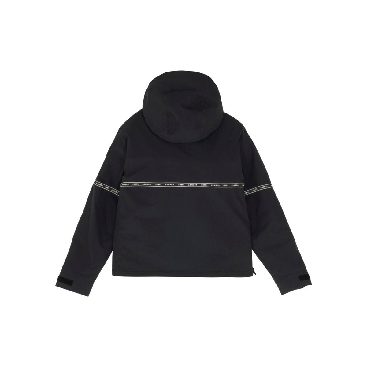 Zwarte korte hoodie met reflecterende tape op de rug - achterkant weergave