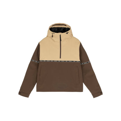 Tweekleurige anorak jas met rits en capuchon in beige en bruin - Heren winterjas