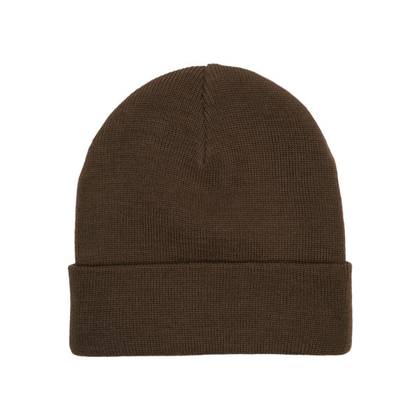 Bruine gebreide muts met omgeslagen rand - warme winterbeanie unisex