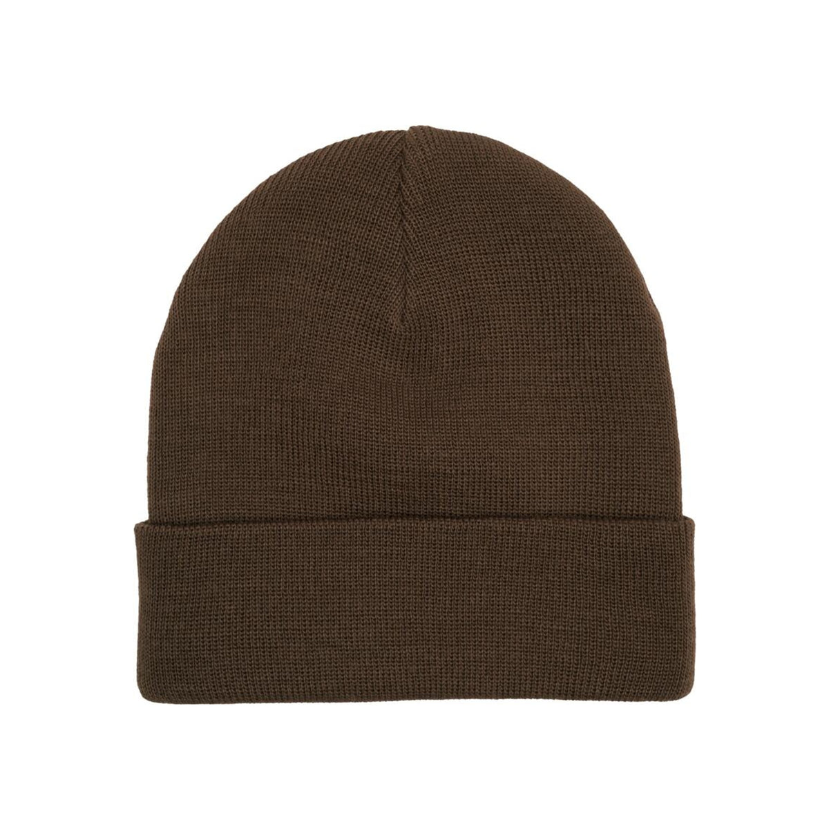 Bruine gebreide muts met omgeslagen rand - warme winterbeanie unisex