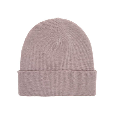 Lichtroze gebreide muts met omgeslagen rand, effen kleur beanie voor heren en dames