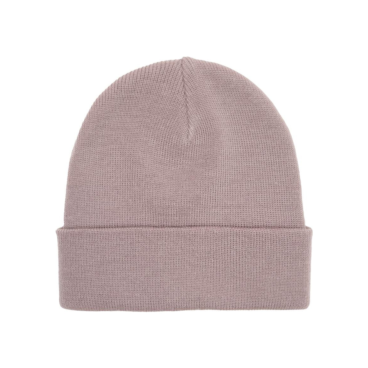 Lichtroze gebreide muts met omgeslagen rand, effen kleur beanie voor heren en dames
